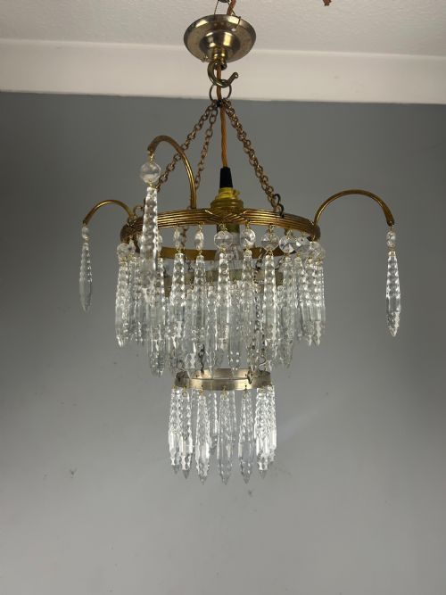Three Tier Glass Chandelier, Ceiling Light
