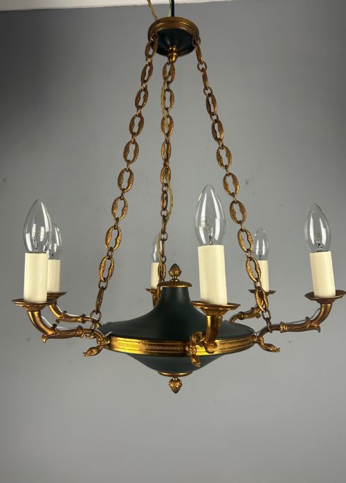 French 6 Arm Empire Antique Chandelier