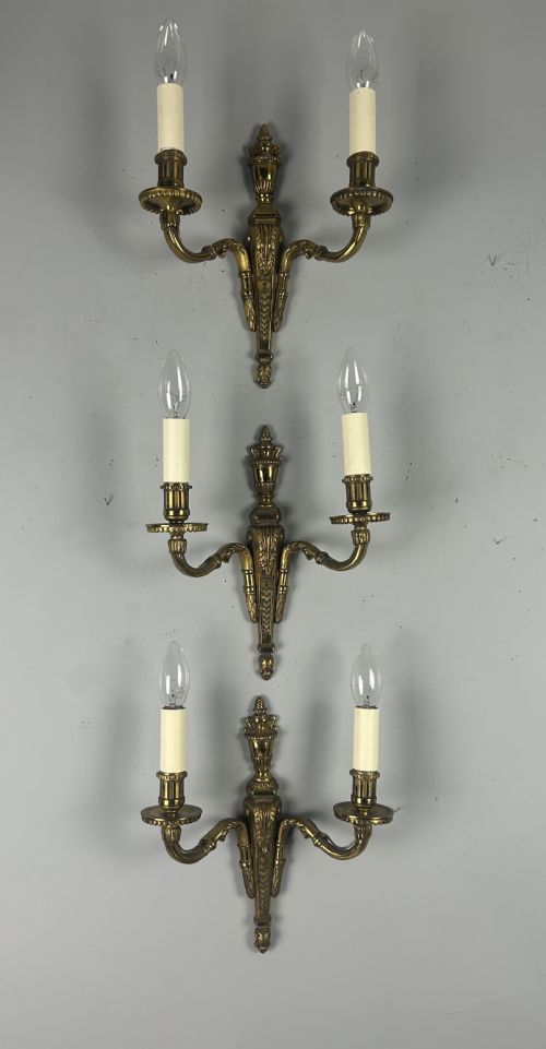 Set of 3 French Bronze Antique Wall Lights