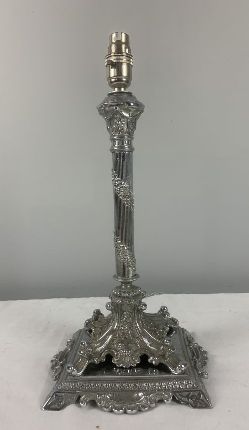 Decorative Victorian Silver Plated Table Lamp, Rewired and Pat Tested