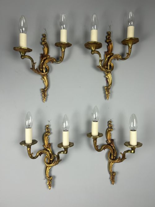 Set of 4 French Gilded Antique Wall Lights