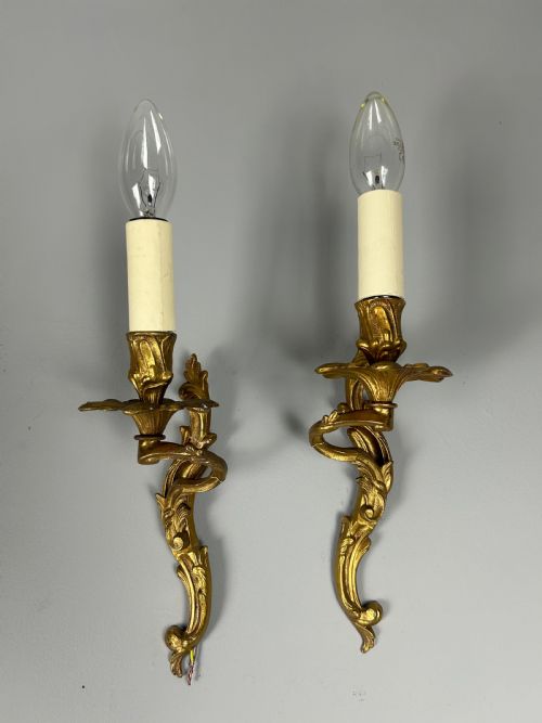 French Pair of Single Arm Antique Wall Lights