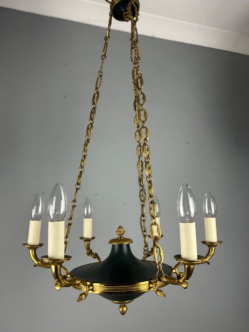 French 6 Arm Empire Antique Chandelier