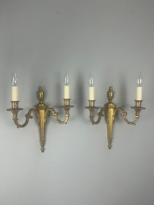 French Pair of Gilded Antique Wall Lights