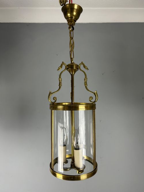 FRENCH EMPIRE TRIPLE LIGHT ANTIQUE LANTERN - ADDITIONAL PHOTO 1