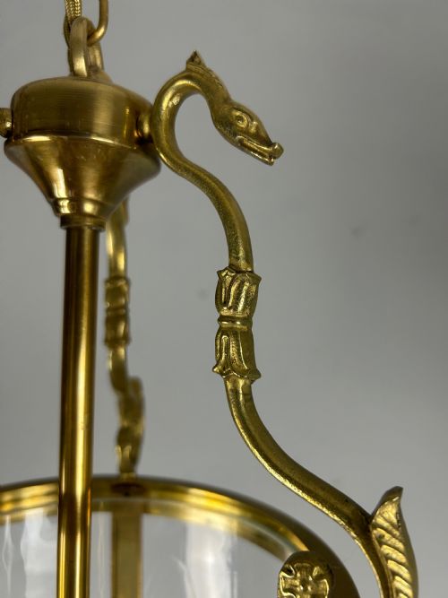 FRENCH EMPIRE TRIPLE LIGHT ANTIQUE LANTERN - ADDITIONAL PHOTO 2