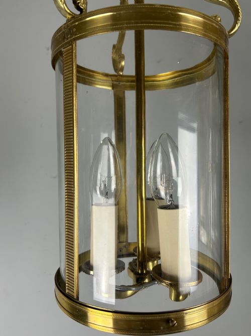 FRENCH EMPIRE TRIPLE LIGHT ANTIQUE LANTERN - ADDITIONAL PHOTO 7