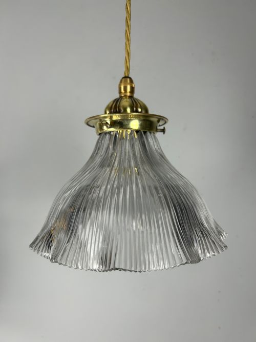 Holophane Pendant Ceiling Light with Original Shade & Gallery