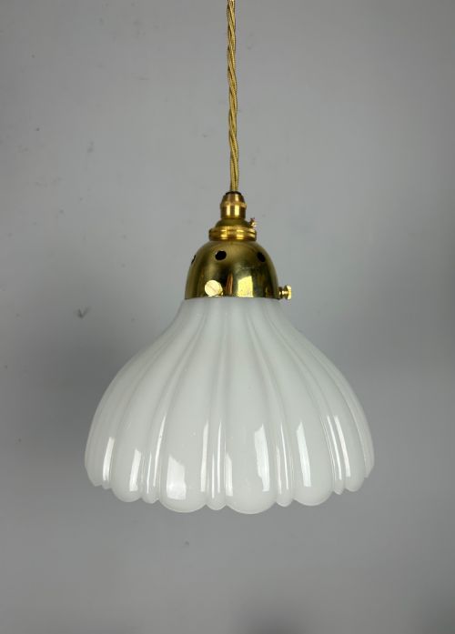Edwardian Moonstone Glass Shade Pendant Ceiling Light