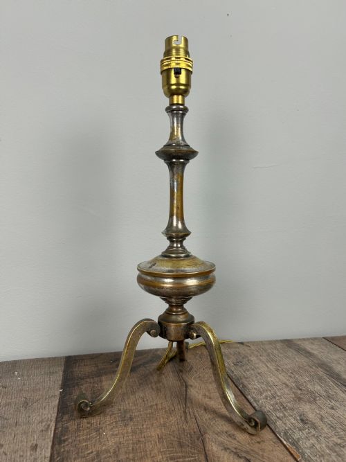 Quality Distressed Silver Plated Brass Tripod Lamp