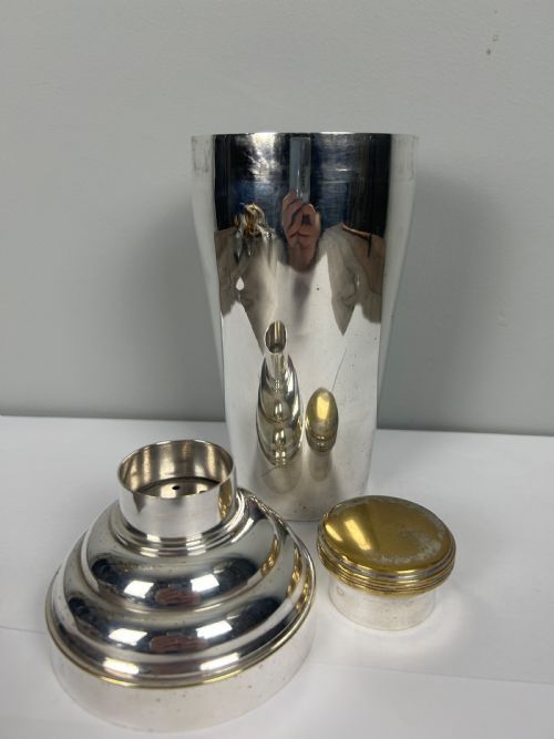 fig 1. French Silver Plated Art Deco Cocktail Shaker