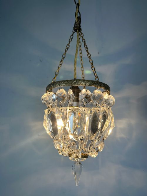 CRYSTAL LUSTRE CHANDELIER CEILING LIGHT REWIRED - ADDITIONAL PHOTO 2