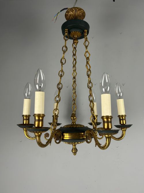 French 6 Arm Empire Antique Chandelier