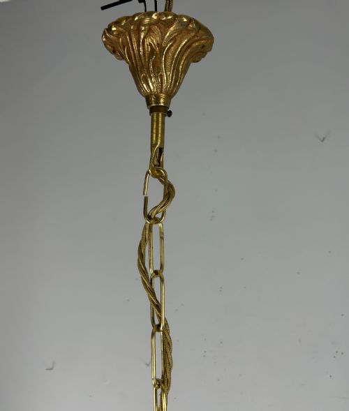 FRENCH GILDED BRASS TRIPLE LIGHT ANTIQUE LANTERN - ADDITIONAL PHOTO 7
