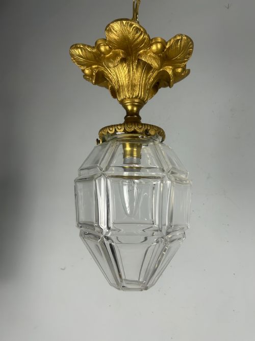 French Louis Xvi Style Bronze Gilt & Cut Glass Ceiling Lantern, C1890