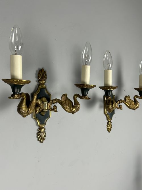 FRENCH PAIR OF EMPIRE ANTIQUE WALL LIGHTS - ADDITIONAL PHOTO 1