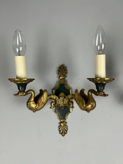 FRENCH PAIR OF EMPIRE ANTIQUE WALL LIGHTS - ADDITIONAL PHOTO 3