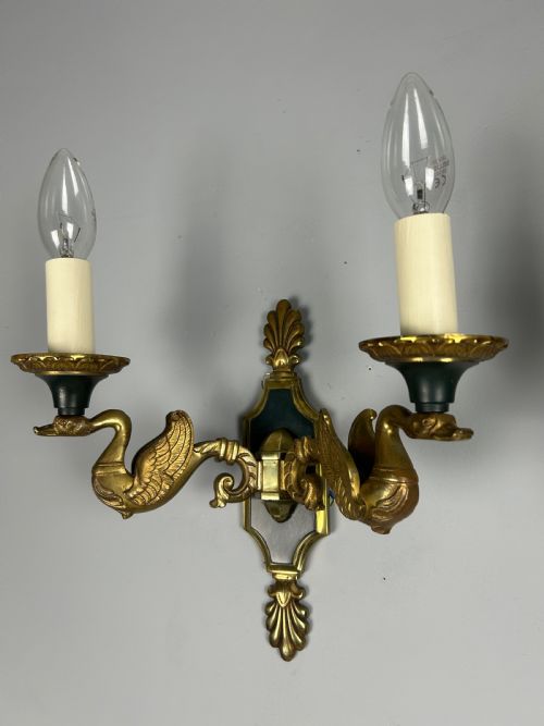 FRENCH PAIR OF EMPIRE ANTIQUE WALL LIGHTS - ADDITIONAL PHOTO 8