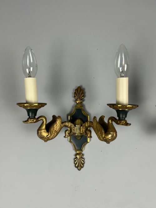 FRENCH PAIR OF EMPIRE ANTIQUE WALL LIGHTS - ADDITIONAL PHOTO 9