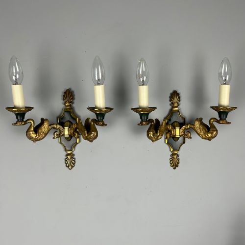 FRENCH PAIR OF EMPIRE ANTIQUE WALL LIGHTS - ADDITIONAL PHOTO 10