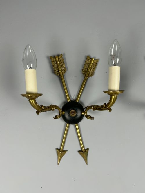 FRENCH PAIR OF EMPIRE ANTIQUE WALL LIGHTS - ADDITIONAL PHOTO 8