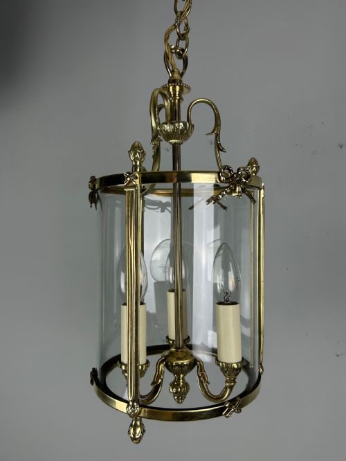 French Polished Brass Triple Light Lantern