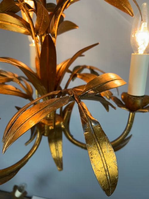 FRENCH GILT 3 LIGHT CHANDELIER CEILING LIGHT REWIRED - ADDITIONAL PHOTO 2