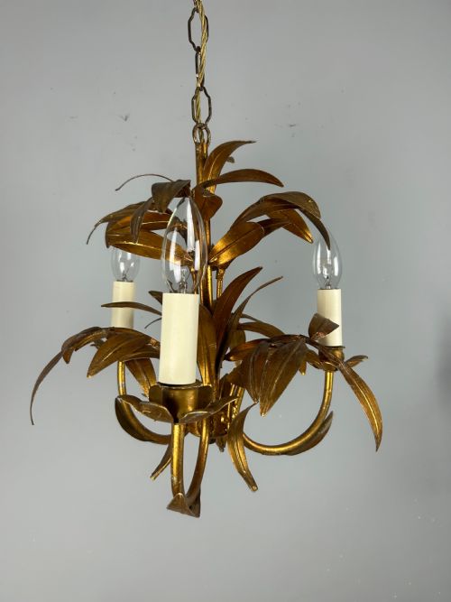 FRENCH GILT 3 LIGHT CHANDELIER CEILING LIGHT REWIRED - ADDITIONAL PHOTO 5