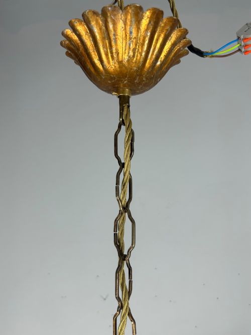 FRENCH GILT 3 LIGHT CHANDELIER CEILING LIGHT REWIRED - ADDITIONAL PHOTO 7