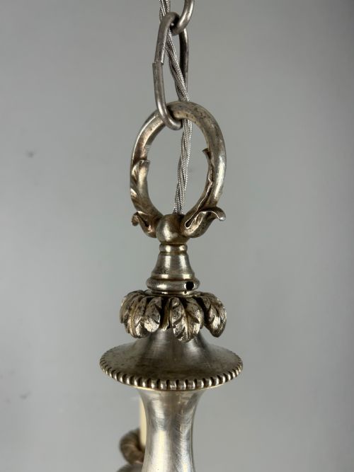 ENGLISH SILVER PLATED 6 LIGHT ANTIQUE CHANDELIER - ADDITIONAL PHOTO 15
