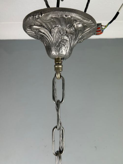 ENGLISH SILVER PLATED 6 LIGHT ANTIQUE CHANDELIER - ADDITIONAL PHOTO 16