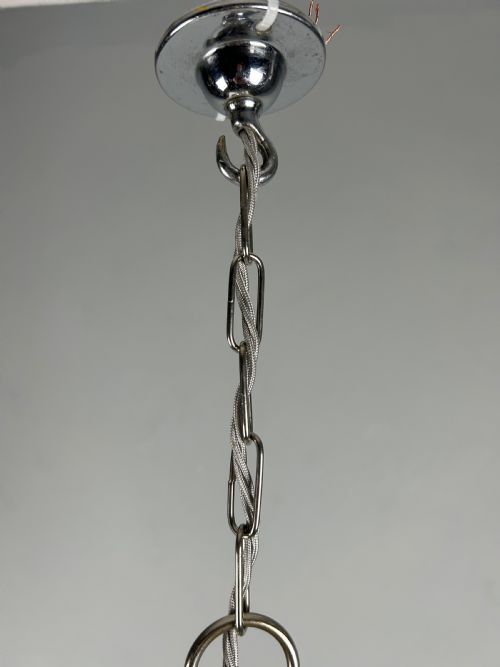 CHROME PENDANT CUT GLASS CEILING LIGHT REWIRED - ADDITIONAL PHOTO 4