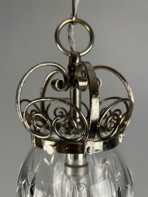 CHROME PENDANT CUT GLASS CEILING LIGHT REWIRED - ADDITIONAL PHOTO 6