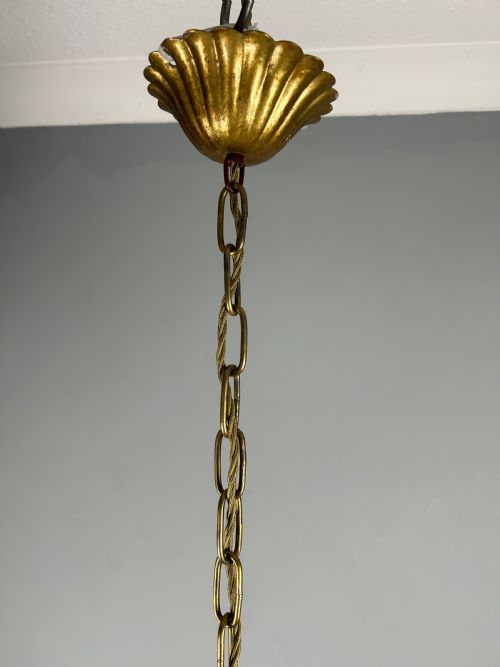 FRENCH 5 LIGHT HOLLYWOOD GILT BRANCH CHANDELIER CEILING LIGHT REWIRED - ADDITIONAL PHOTO 4