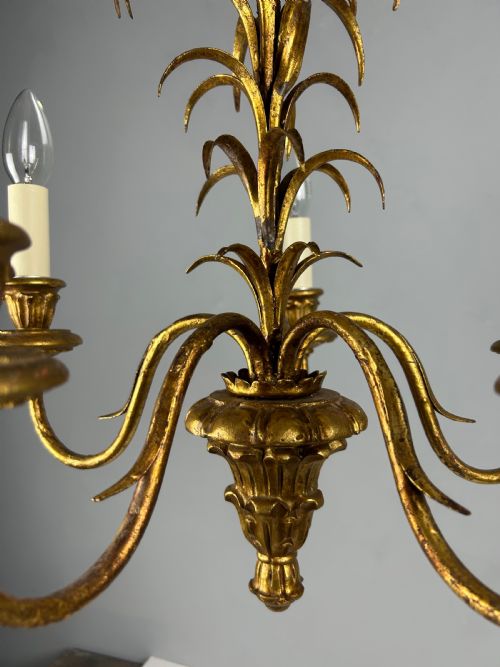 FRENCH 5 LIGHT HOLLYWOOD GILT BRANCH CHANDELIER CEILING LIGHT REWIRED - ADDITIONAL PHOTO 6