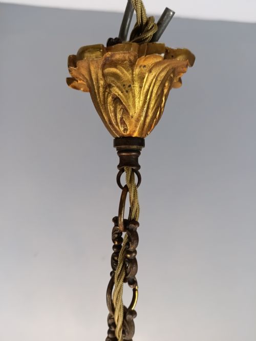 FRENCH GILDED CRYSTAL 5 LIGHT CHANDELIER - ADDITIONAL PHOTO 2