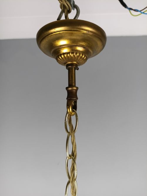 FRENCH GILDED BRASS 4 LIGHT CRYSTAL CHANDELIER - ADDITIONAL PHOTO 6