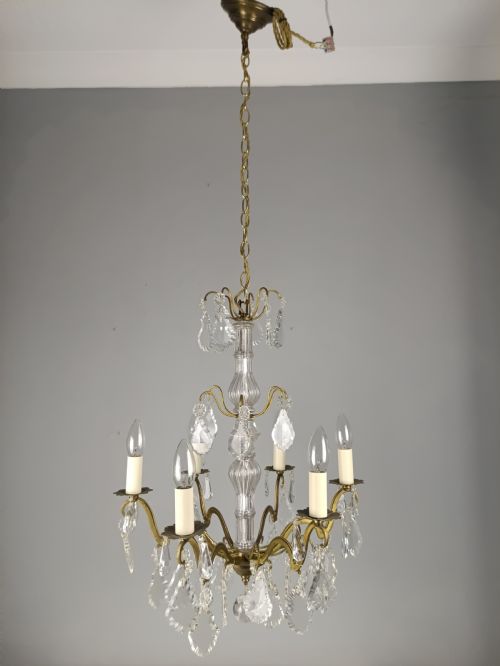 FRENCH CRYSTAL 6 LIGHT CHANDELIER - ADDITIONAL PHOTO 3