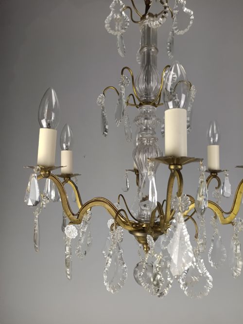 FRENCH CRYSTAL 6 LIGHT CHANDELIER - ADDITIONAL PHOTO 11