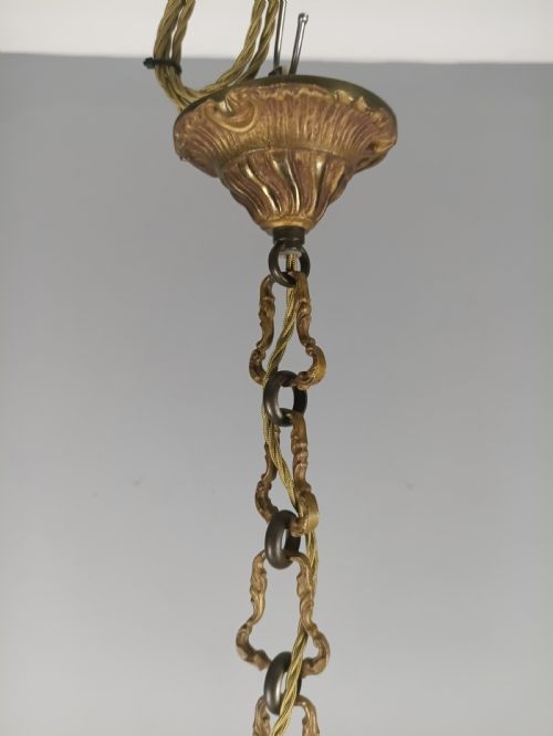 FRENCH GILT BRASS 5 LIGHT CHANDELIER - ADDITIONAL PHOTO 10
