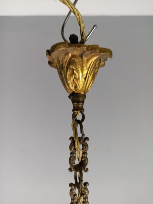 FRENCH GILDED CRYSTAL 5 LIGHT CHANDELIER - ADDITIONAL PHOTO 8