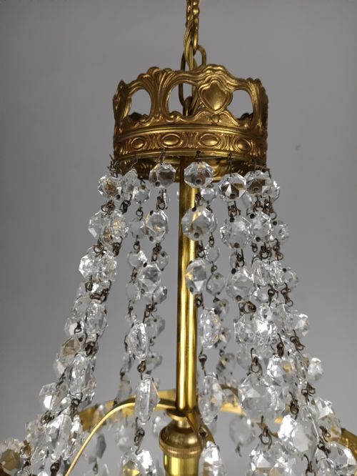 FRENCH CUT GLASS CRYSTAL TENT AND BAG CHANDELIER - ADDITIONAL PHOTO 5