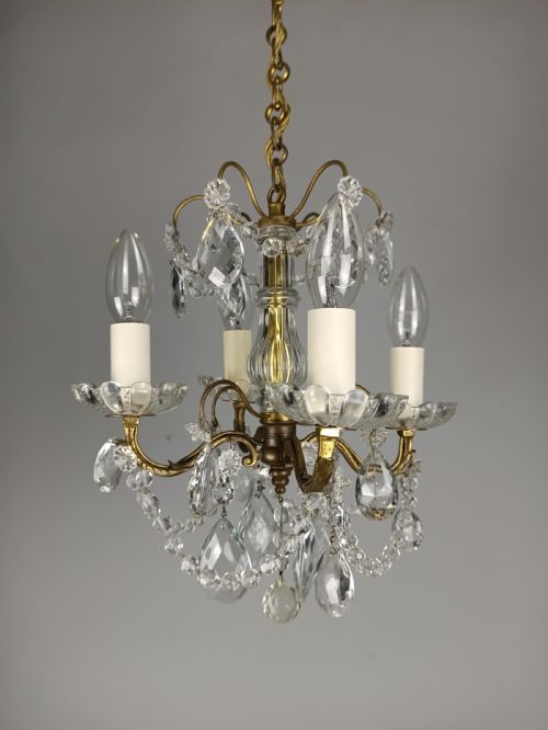 French 4 Light Mini Crystal Chandelier