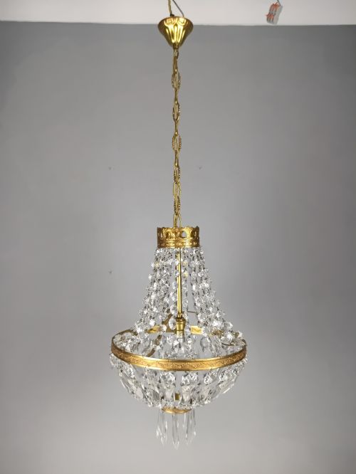 FRENCH CUT GLASS CRYSTAL TENT AND BAG CHANDELIER - ADDITIONAL PHOTO 7