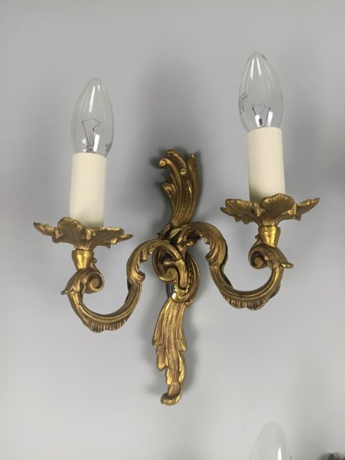 SET OF 3 FRENCH GILDED TWIN ARM ANTIQUE WALL LIGHTS - ADDITIONAL PHOTO 6