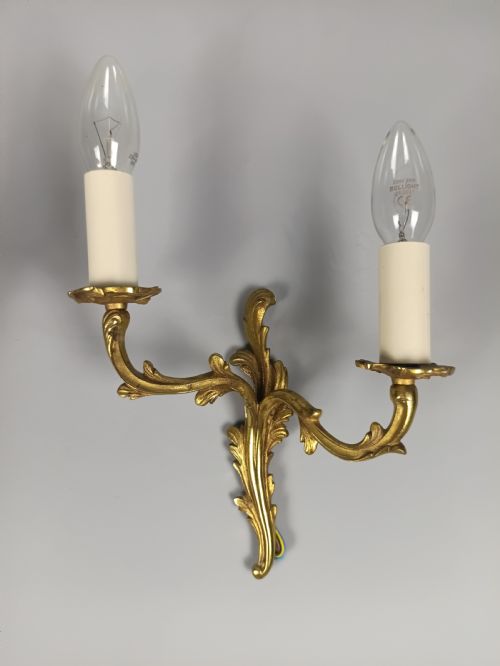 SMALL PAIR OF FRENCH GILT BRASS ANTIQUE WALL LIGHTS - ADDITIONAL PHOTO 6