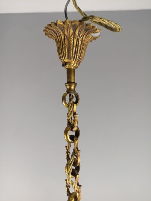 FRENCH 4 LIGHT GILT BRONZE ANTIQUE CHANDELIER - ADDITIONAL PHOTO 12