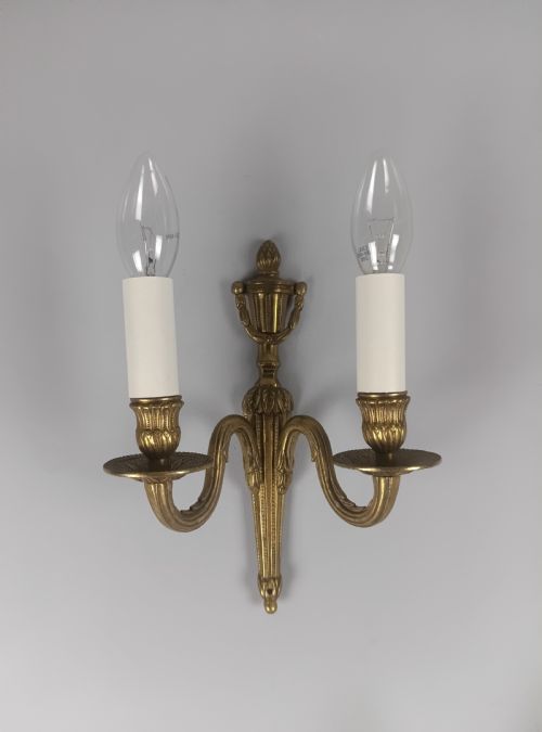 SET OF 4 FRENCH ANTIQUE TWIN ARM GILDED BRASS GILDED BRASS WALL LIGHTS - ADDITIONAL PHOTO 4
