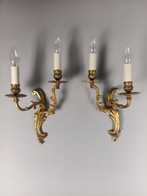 FRENCH PAIR OF GILDED ANTIQUE WALL LIGHTS