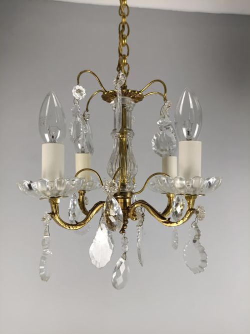 French 4 Light Mini Crystal Chandelier